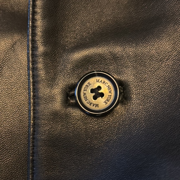 ANDREW MARC Genuine Leather Button Front Jacket
